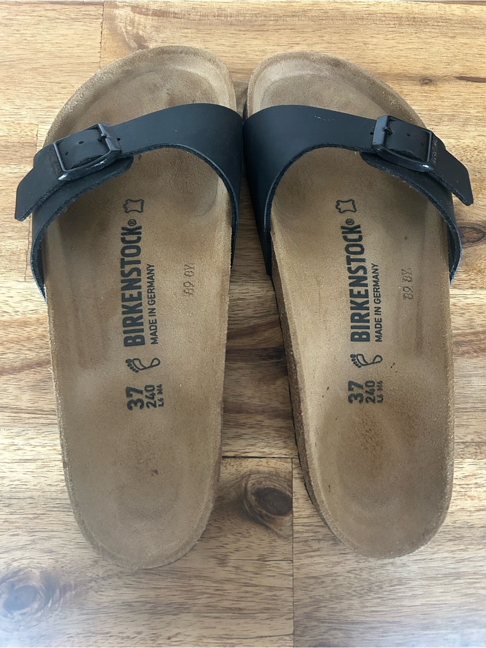 Birkenstock Black Madrid Single Strap Slide Sandals